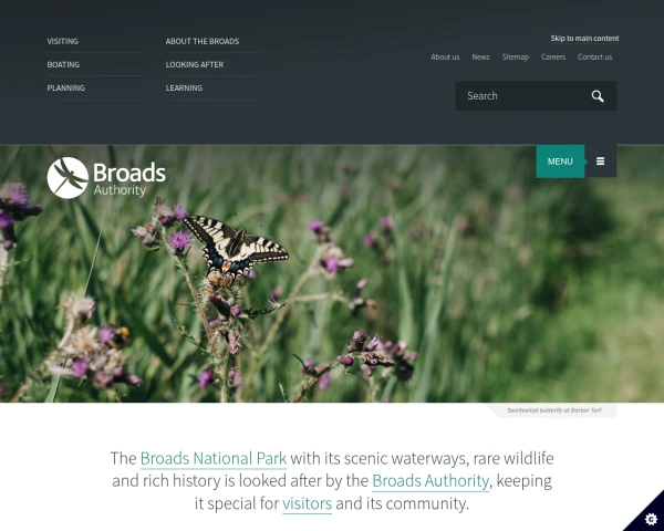 screenshot of Broads Authority website