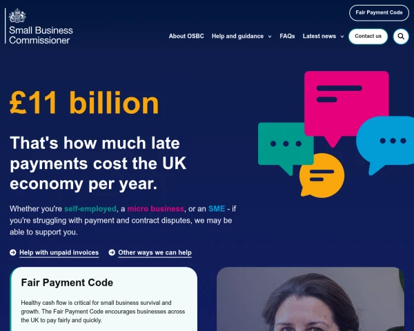 screenshot of Office of the Small Business Commissioner website