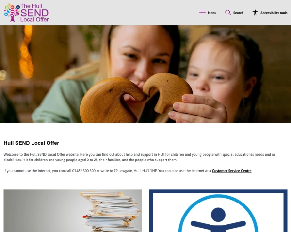 screenshot of Hull SEND Local Offer website