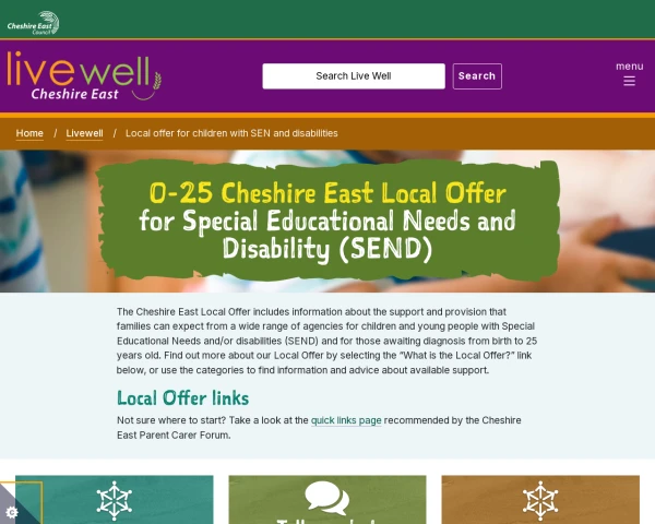 screenshot of Cheshire East Local Offer website