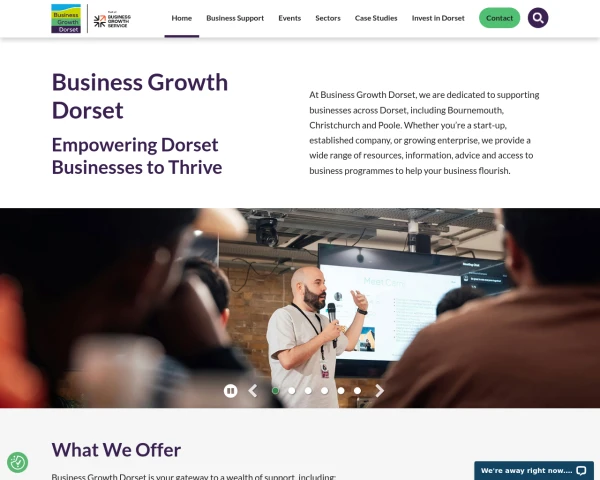 screenshot of Business Growth Dorset website
