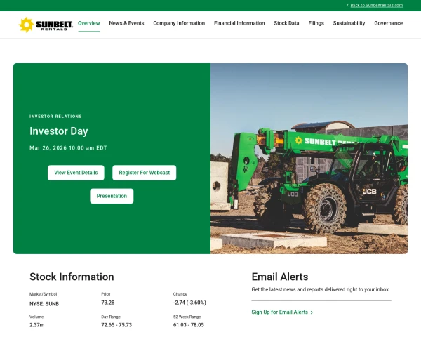 screenshot of Sunbelt Rentals website