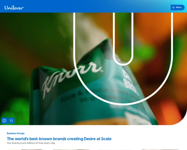 screenshot of Unilever website
