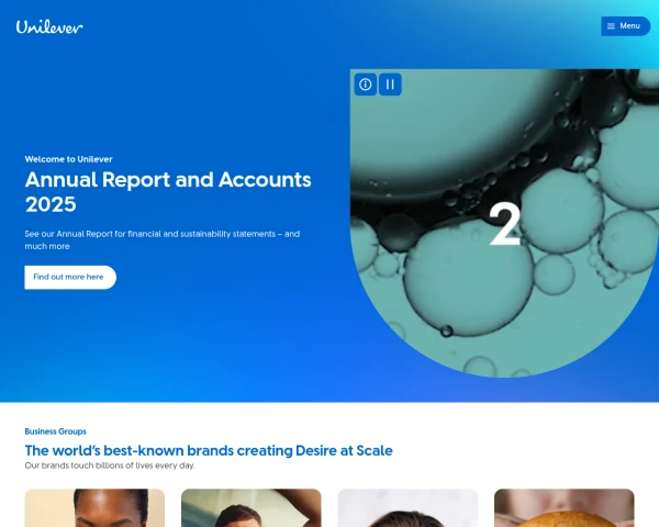 screenshot of Unilever website