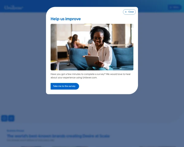 screenshot of Unilever website