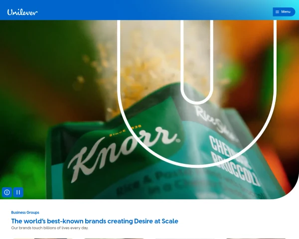 screenshot of Unilever website