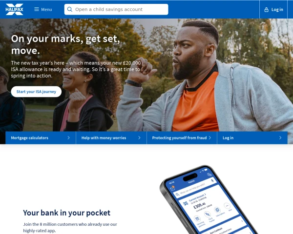 screenshot of Halifax website