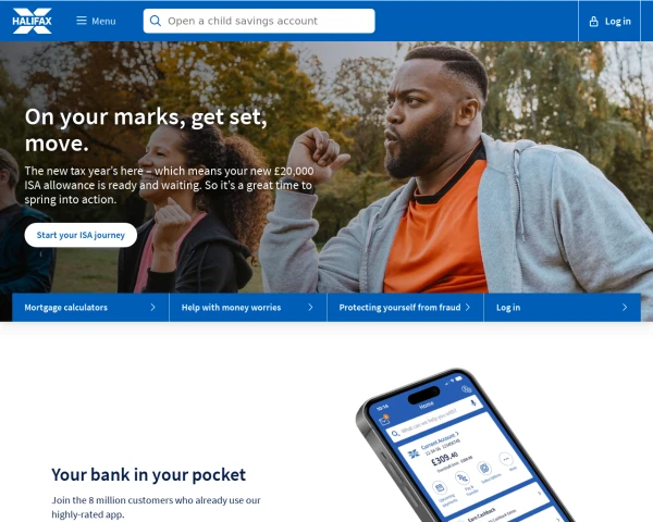 screenshot of Halifax website