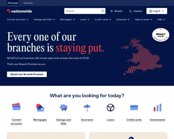 screenshot of Nationwide Building Society website