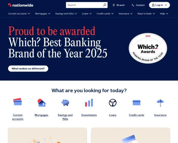 screenshot of Nationwide Building Society website