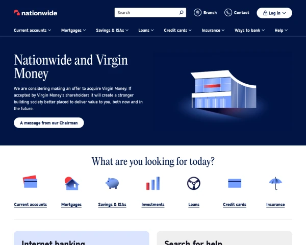 screenshot of Nationwide Building Society website