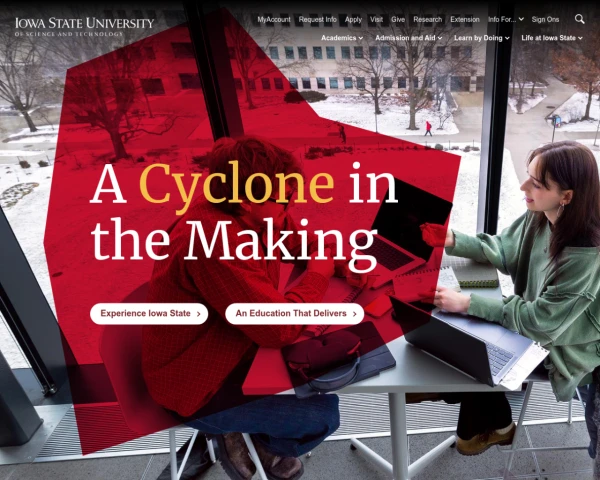 screenshot of Iowa State University website