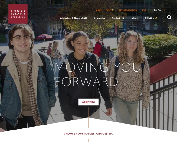 screenshot of Rhode Island College website