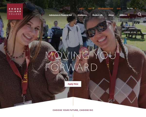 screenshot of Rhode Island College website