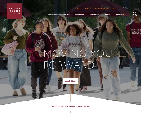 screenshot of Rhode Island College website
