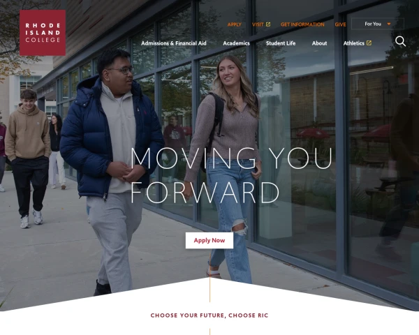 screenshot of Rhode Island College website
