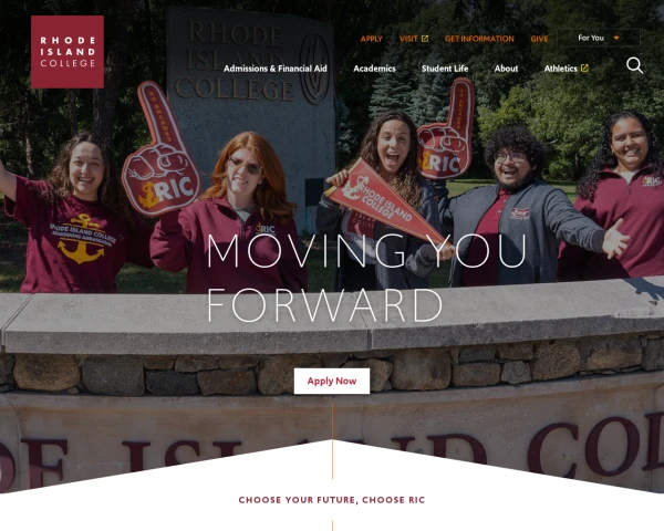 screenshot of Rhode Island College website