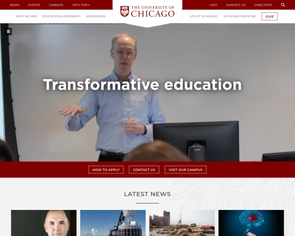 screenshot of University of Chicago website