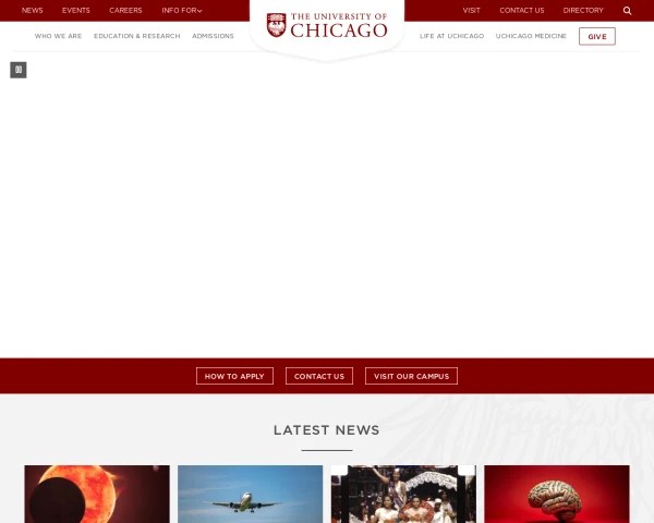 screenshot of University of Chicago website