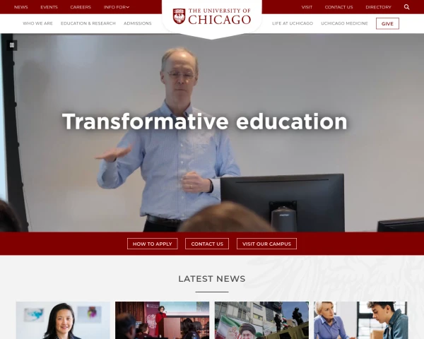 screenshot of University of Chicago website