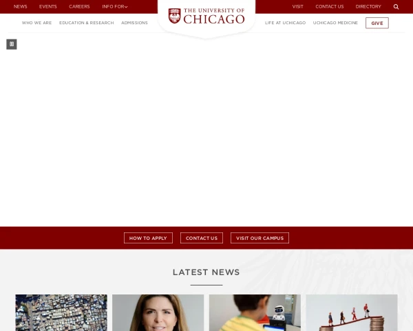 screenshot of University of Chicago website