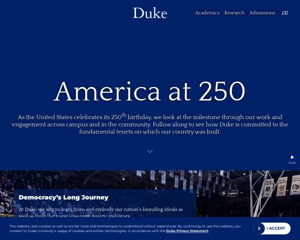 screenshot of Duke University website
