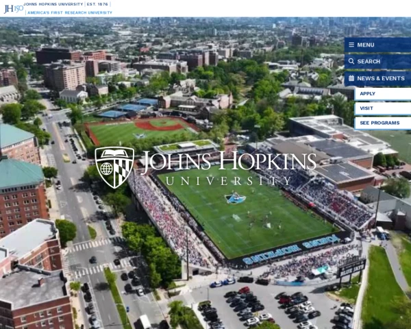 screenshot of Johns Hopkins University website