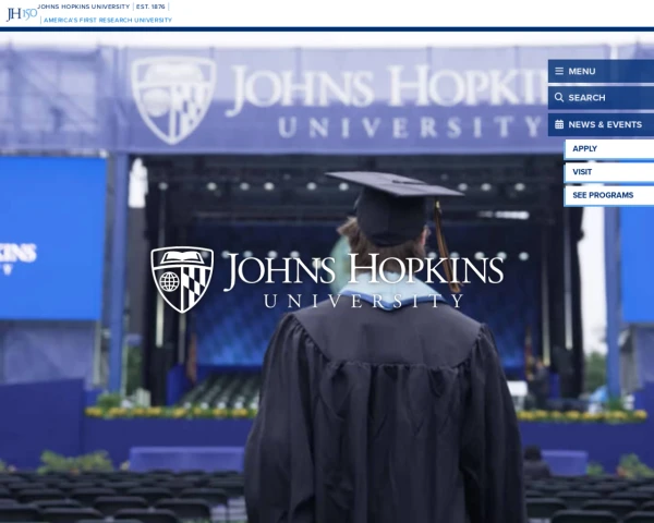 screenshot of Johns Hopkins University website