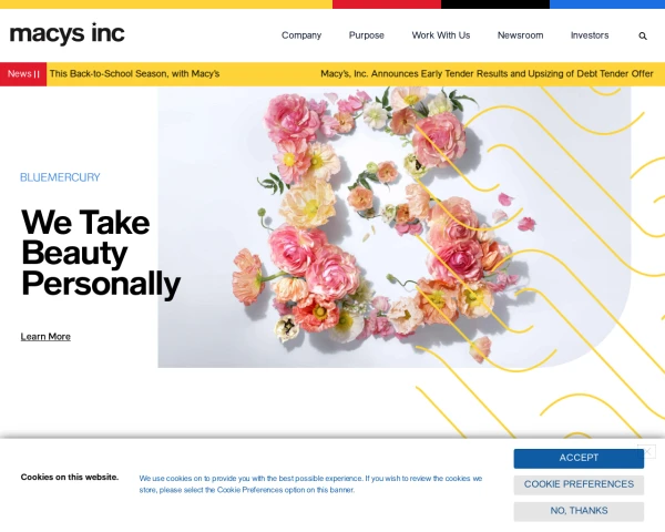 screenshot of Macy's Inc. website