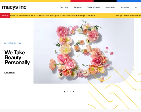 screenshot of Macy's Inc. website
