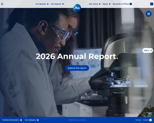 screenshot of Procter & Gamble website