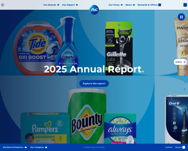 screenshot of Procter & Gamble website