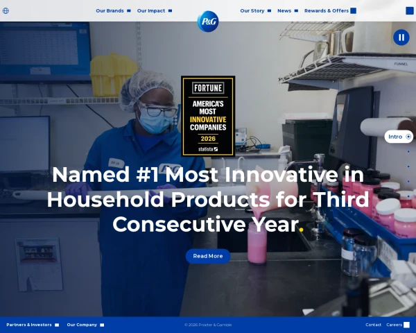 screenshot of Procter & Gamble website