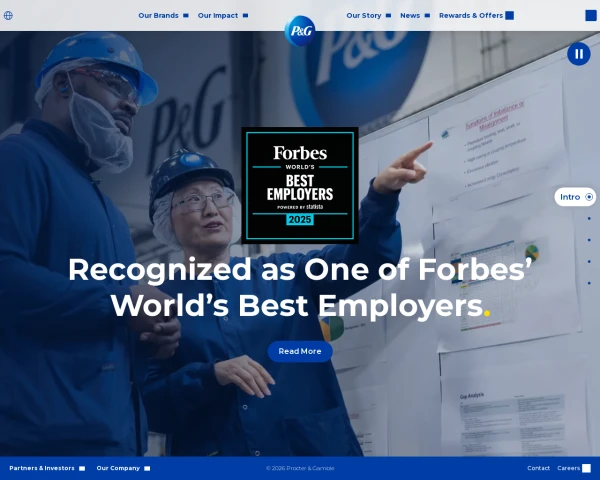 screenshot of Procter & Gamble website