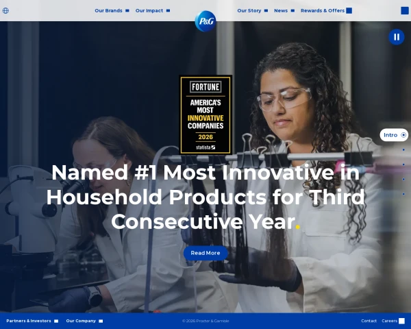 screenshot of Procter & Gamble website