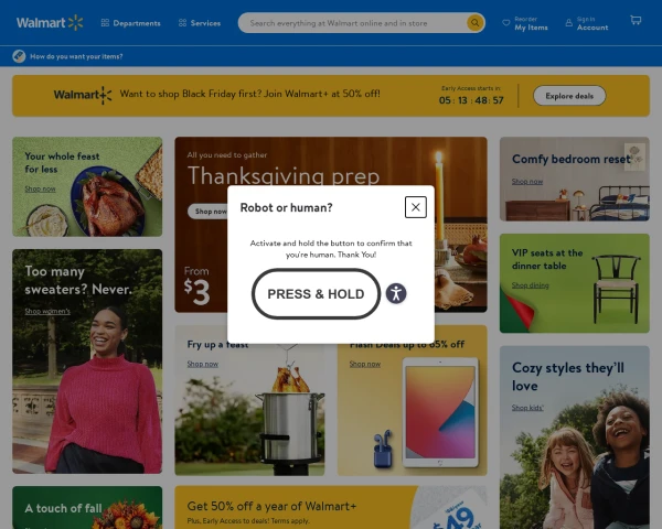 screenshot of Walmart website