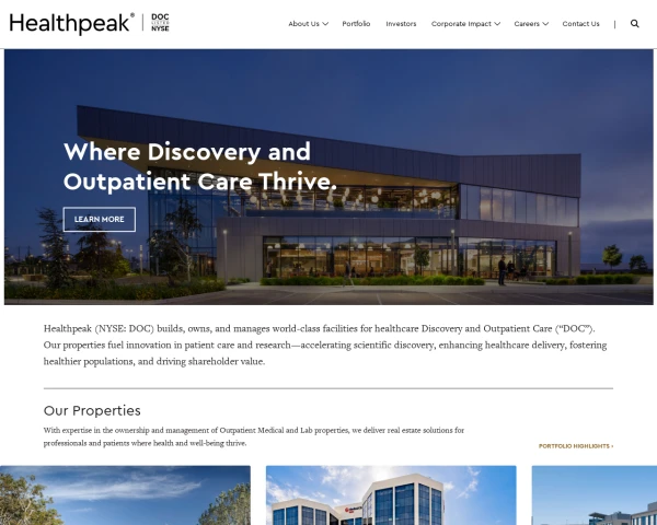 screenshot of Healthpeak Properties website