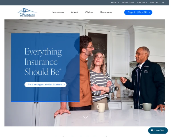 screenshot of Cincinnati Financial website