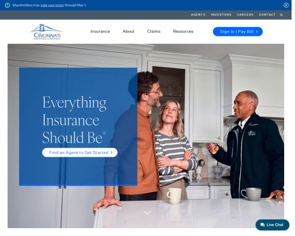 screenshot of Cincinnati Financial website