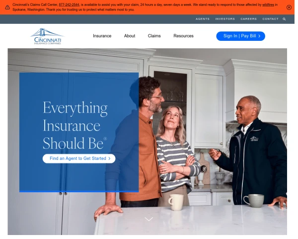 screenshot of Cincinnati Financial website