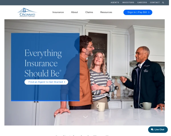 screenshot of Cincinnati Financial website