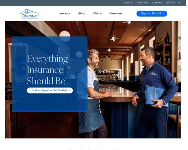 screenshot of Cincinnati Financial website