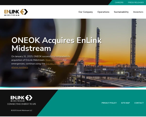 screenshot of EnLink Midstream website