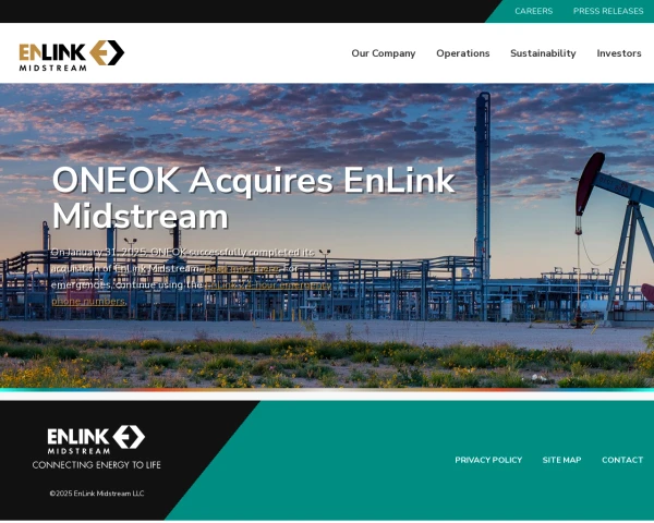 screenshot of EnLink Midstream website