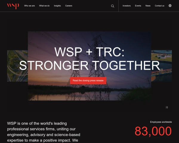 screenshot of WSP Global Inc. website