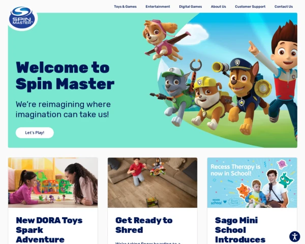 screenshot of Spin Master Corp. website