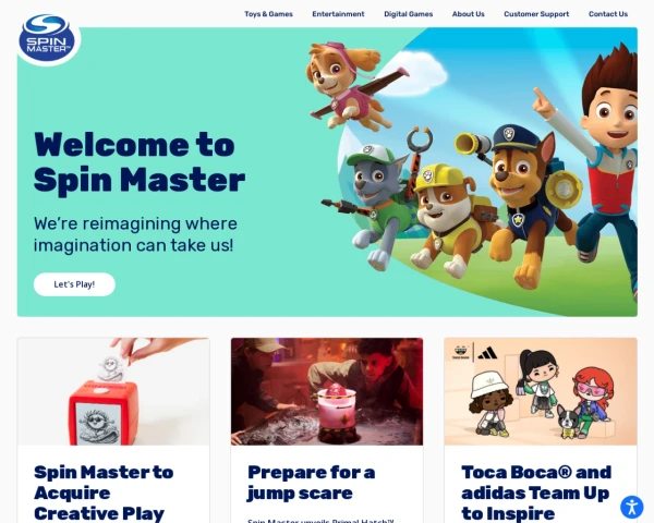 screenshot of Spin Master Corp. website