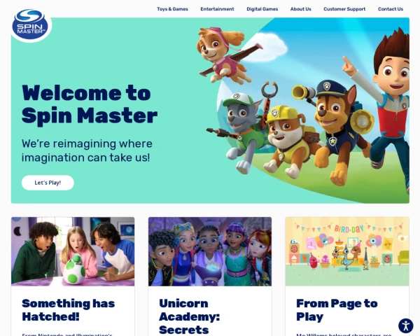 screenshot of Spin Master Corp. website