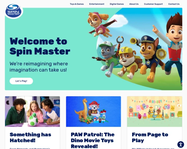 screenshot of Spin Master Corp. website