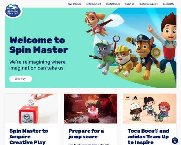 screenshot of Spin Master Corp. website